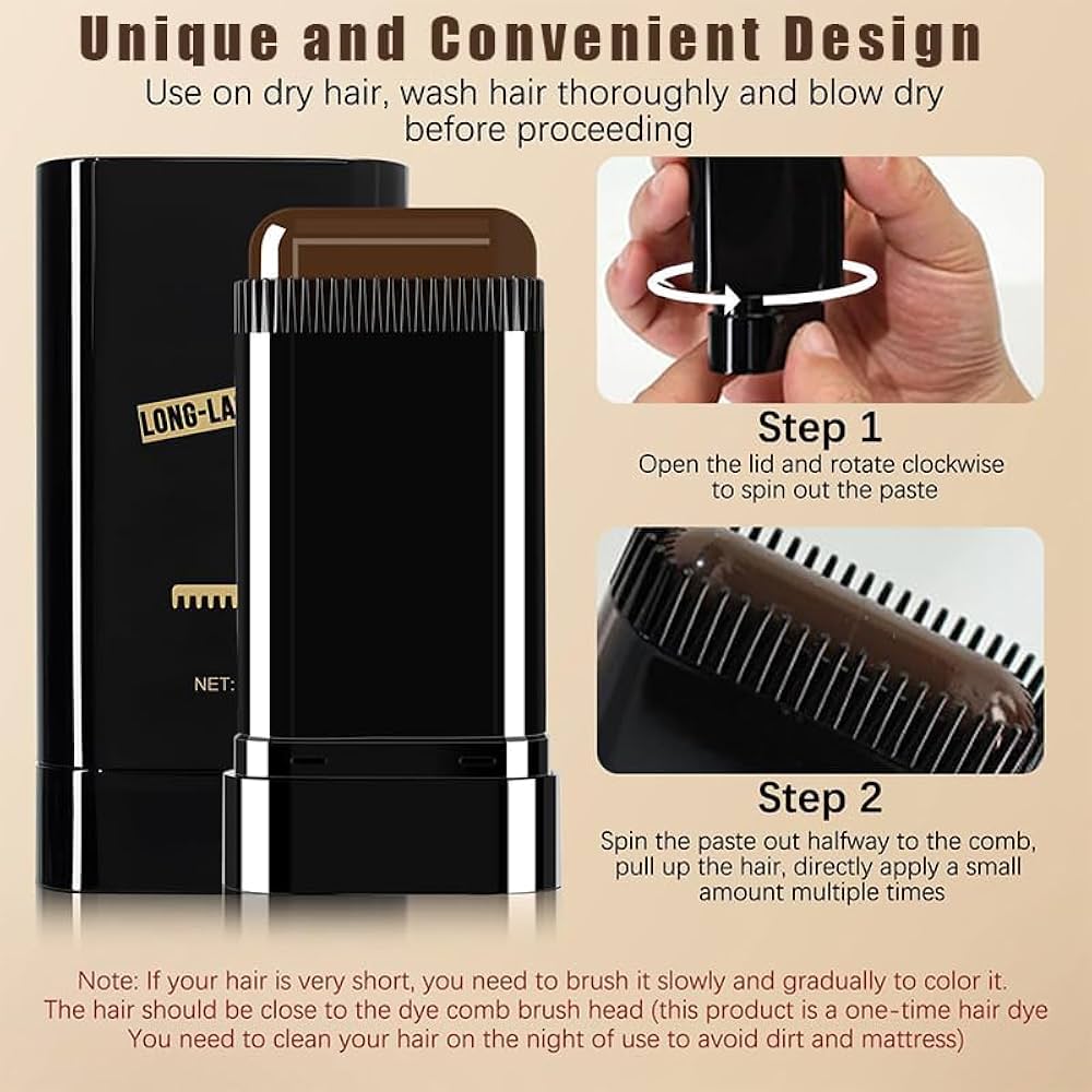 Black Hair Comb Dye — Waterproof & Sweat Proof | Long Lasting Easy Hair Color for Men & Women